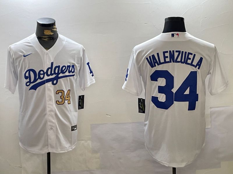 Men Los Angeles Dodgers #34 Valenzuela White Game 2024 Nike MLB Jersey style 11204->los angeles dodgers->MLB Jersey